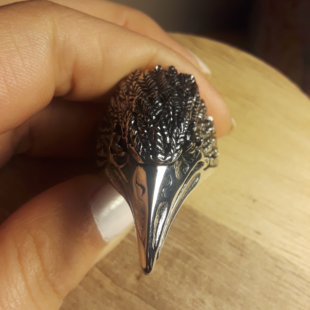 Large Eagle Head Ring - image 1